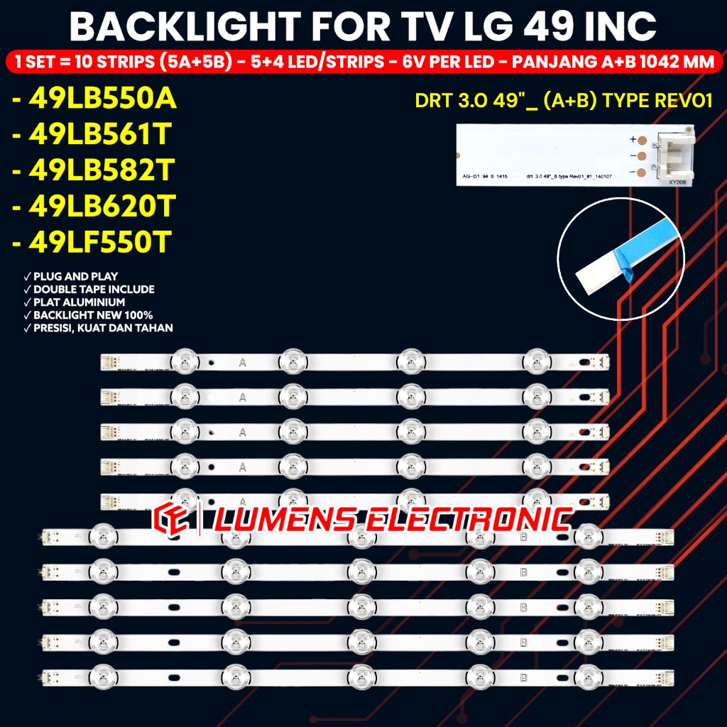 LG 49 INCH LED TV BACKLIGHT 49LB550 49LF550 49LB561 49LB582 49LB620 49LB551 49LB550A BL 49LB โคมไฟ