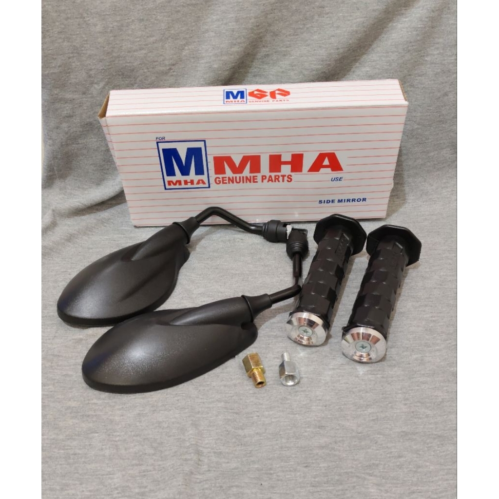 COMBO SPION X1 PLAIN BLACK PLUS HANDGRIP BOX + FLAT STRAIGHT PNP เฉพาะ UNIVERSAL H0NDA-Y4MAHA BEAT V