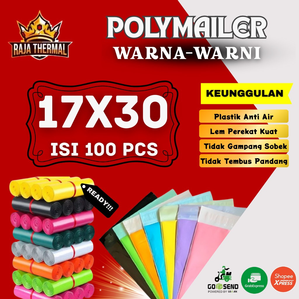 POLYMAILER แพ็คพลาสติก ONLINE ENVELOPE CONTENTS 100 ชิ้น ขนาด 17x30