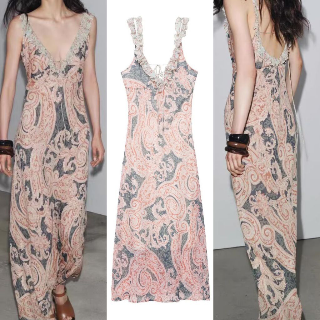 ชุดเดรสคอระบายวินเทจ 78426 (HZ)