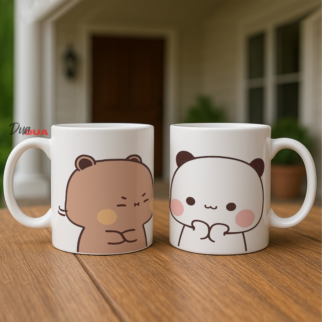 หมีน่ารัก & Bunny Love แก้วเซรามิค Bubu Dudu ถ้วยกาแฟของขวัญของที่ระลึกของขวัญคอลเลกชัน