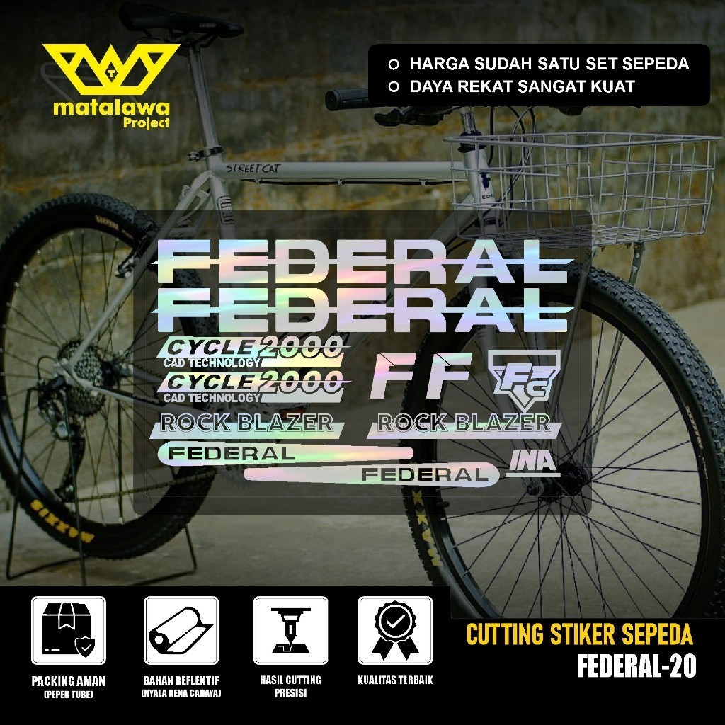 FEDERAL ROCK BLAZER ตัดสติกเกอร์จักรยานรอบ 2000 Cad เทคโนโลยี Street Cat MTB 20