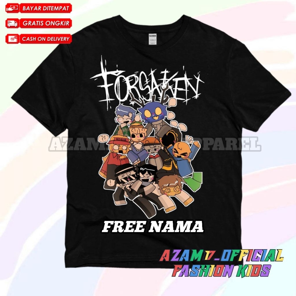เสื้อยืด CHILDRENS FORSAKEN CHILDRENS ALL CHARACTERS NEWEST FREE NAME / ROBLOX FORSAKEN GAME CHILDRENS TSHIRT COOLKID JOHN DOE TIME TWO