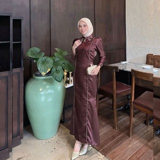 ALEXA DRESS / baju lebaran/ Dress Kondangan /  seragam bridesmaids / pesta / Mahogany /emerald Blue/Burgundy/pagar ayu/satin/