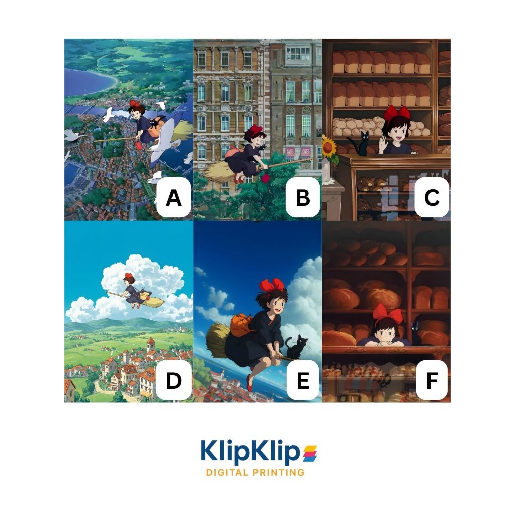 Scraping Poster บริการจัดส่ง Ghibli 20x30 ซม. กรอบไม้เคลือบเงา Aesthetic Wall Decorative - KK
