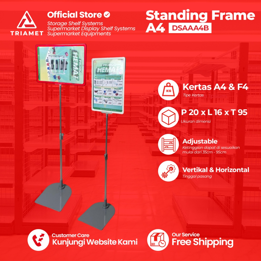 Standing Frame A4 - Pop Up Frame A4 Standing - Shop & Minimarket Price Board