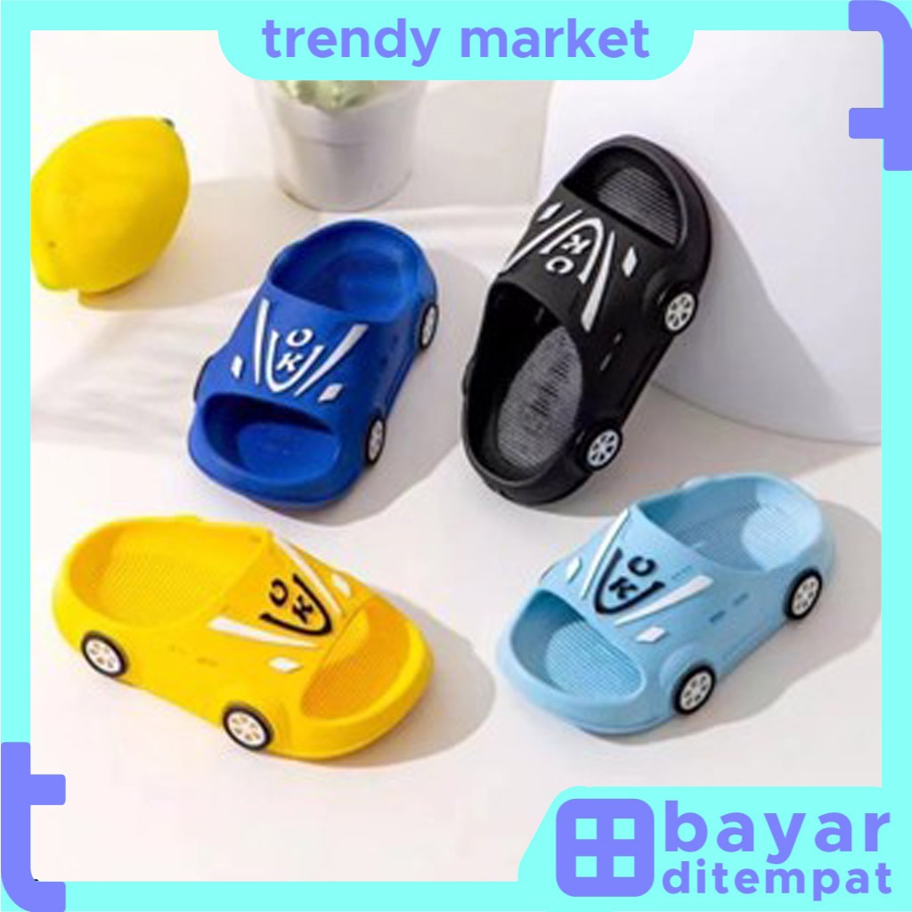 VIBER CAR รองเท้าแตะสําหรับเด็กชายและเด็กหญิงพร้อมรถยนต์ วัสดุยาง / รองเท้าแตะแบบสวมแฟชั่นอินเทรนด์น