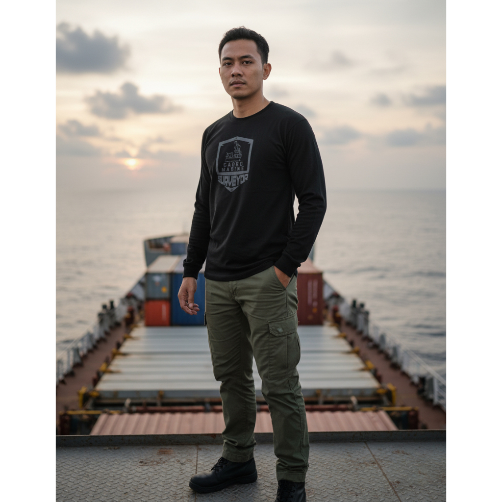 Surveyor Marine-cargo เสื้อยืดแขนยาว Cotton Combed