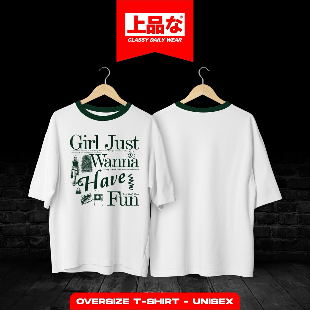 CLASSY (series just girl) Unisex Oversize Boxy Just Girl Tshirt Combbad Material