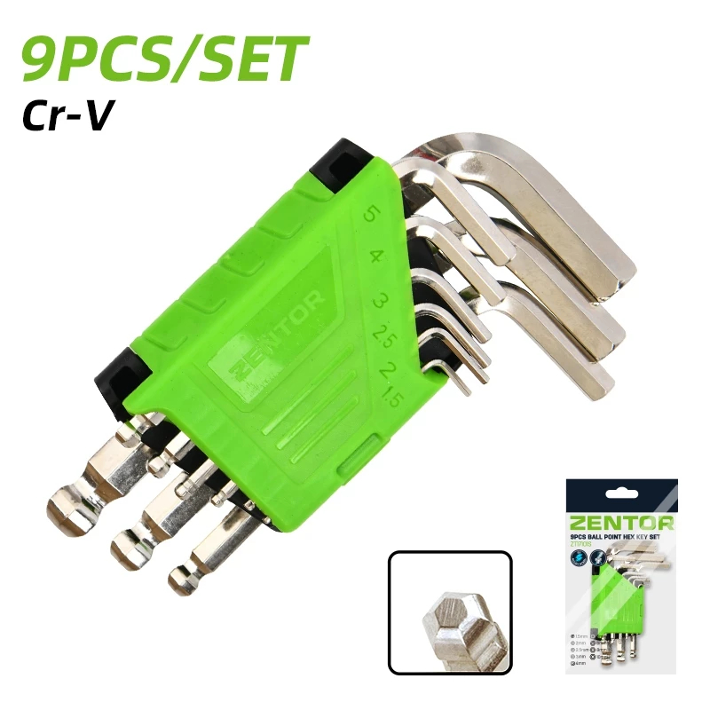 ชุดกุญแจ Zentor L กุญแจหกเหลี่ยม 9 ชิ้น CR-V Ball