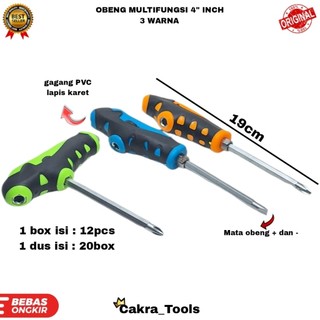 OBENG BOLAK BALIK MULTI FUNGSI 3 IN 1 4" INCH 3 WARNA / OBENG MULTIFINGSI 3 IN 1