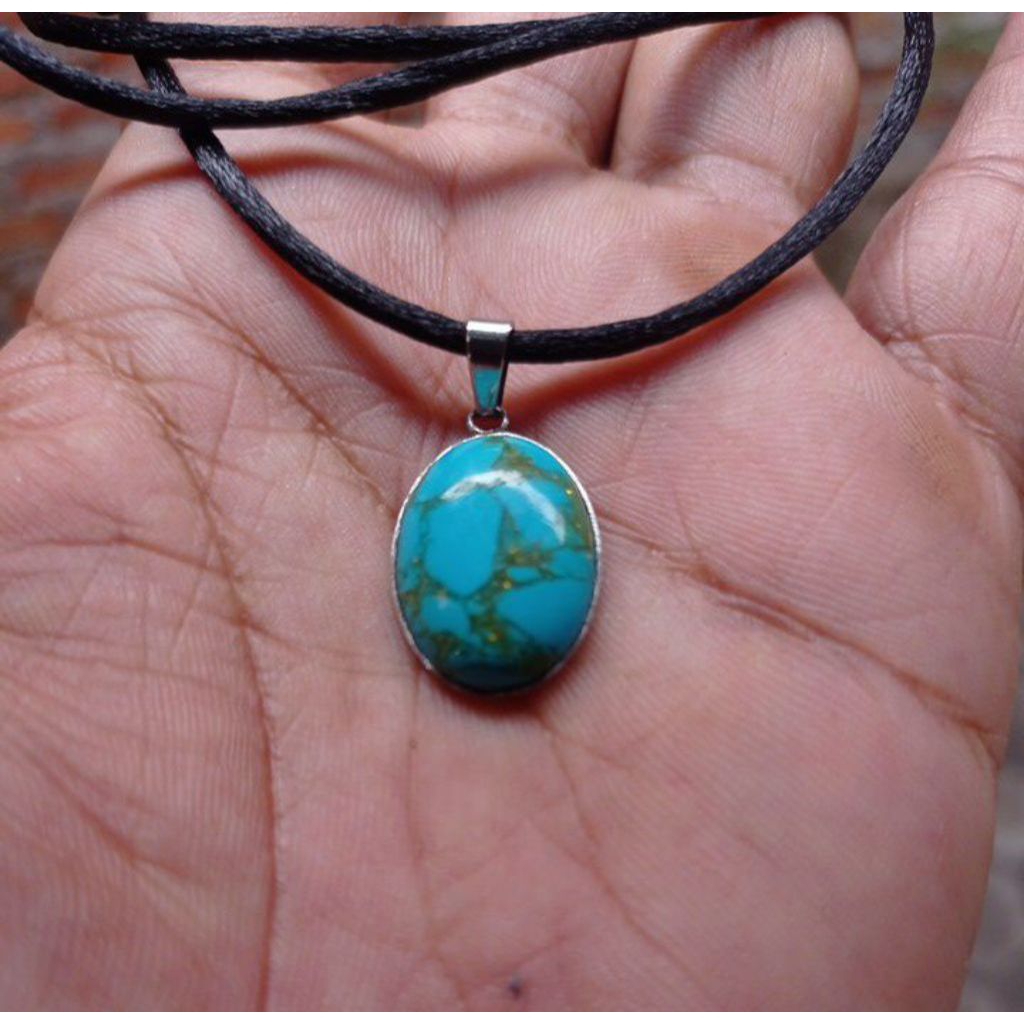 Mecca Turquoise Agate จี้สร้อยคอ Gold Vein Dim 18x13 mm