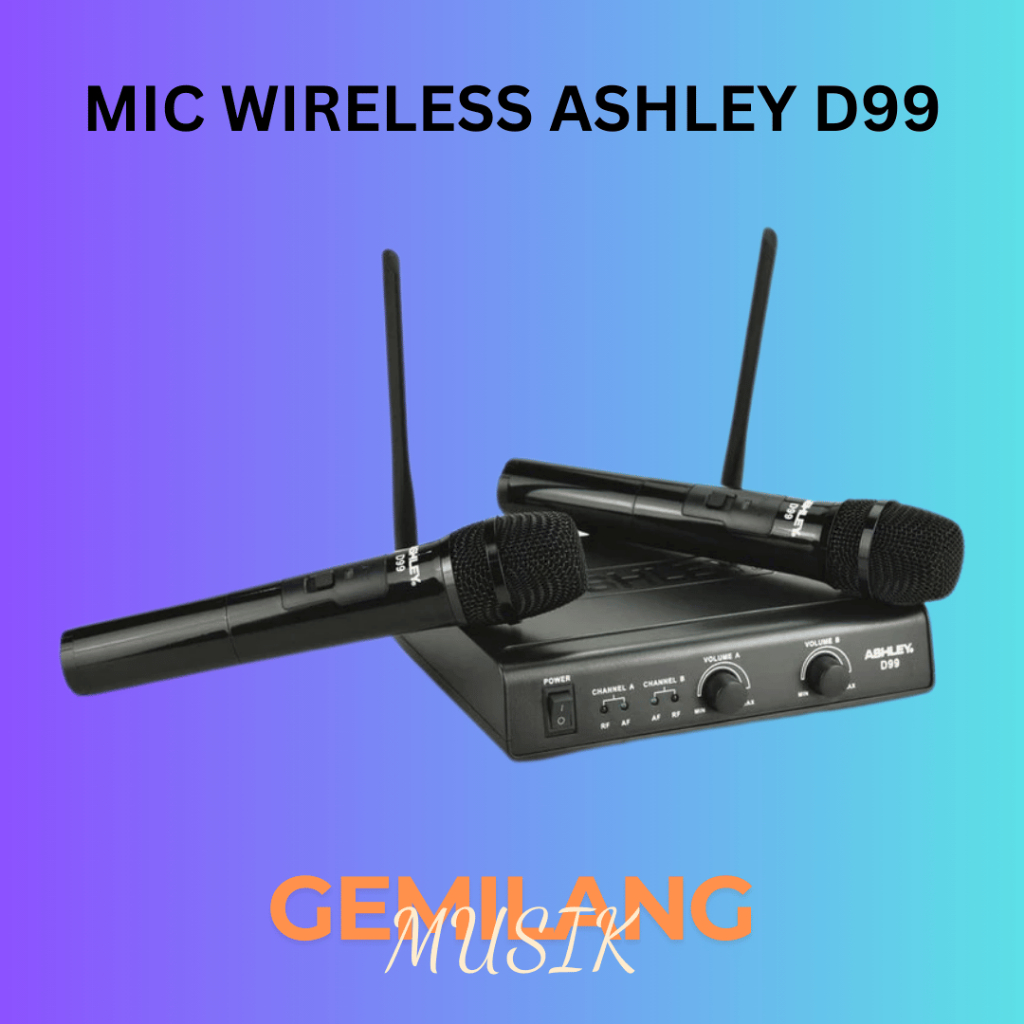 ASHLEY D99 D 99 ไมโครโฟนไร้สายสีดํา 2 ไมโครโฟนทํามือดั้งเดิม