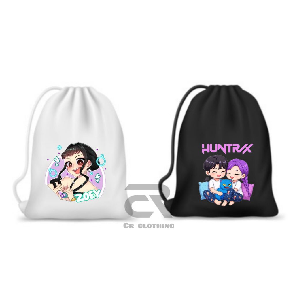 HUNTRIX KPOP DEMON HUNTERS ZOEY DRAWSTRING BAG STRING BAG น่ารัก AESTHETIC BAG สําหรับ BOYS และ GIRL