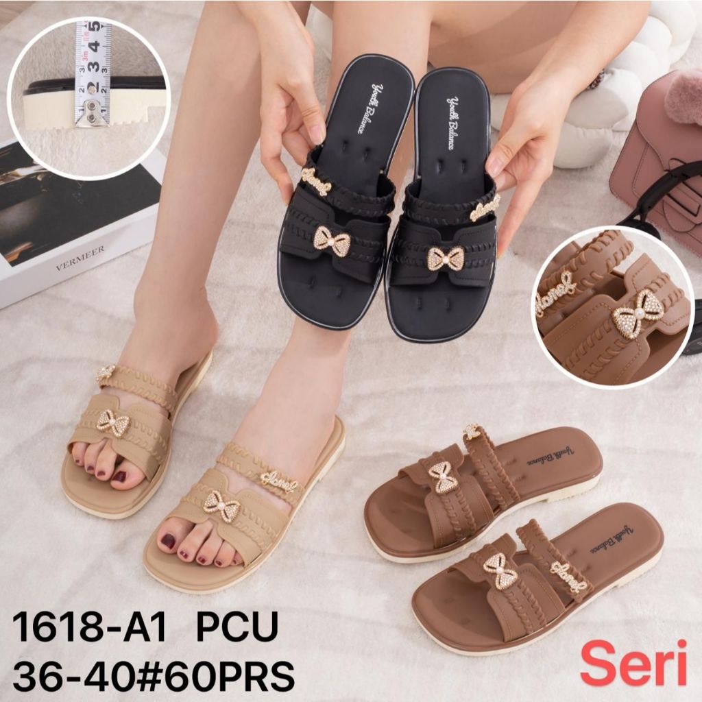 รองเท้าแตะยางผู้หญิง Youth Balance พร้อมริบบิ้น 1618-A1