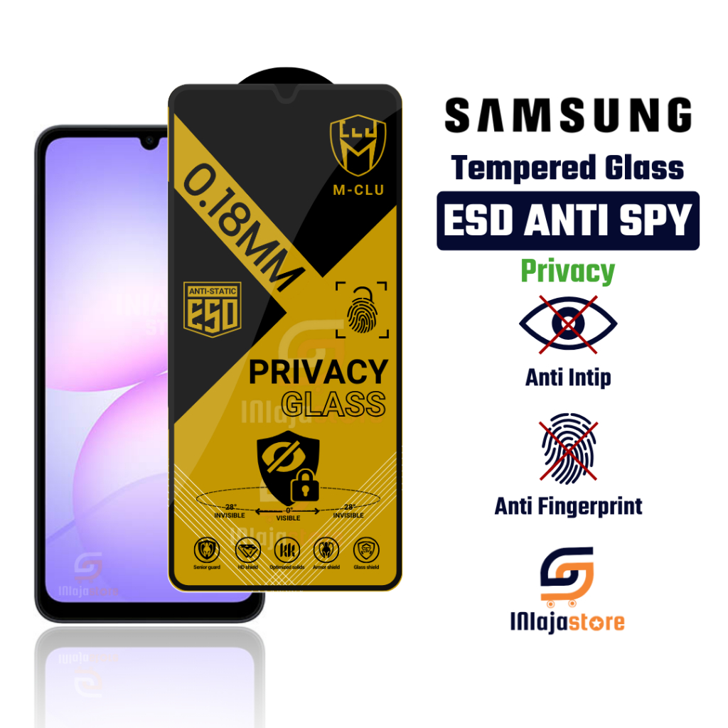 SAMSUNG กระจกนิรภัย ESD Anti Spy 0.18 มม.Samsung A17 5G A16 4G A16 5G A07 5G A06 A06 5G A05 A05s A15