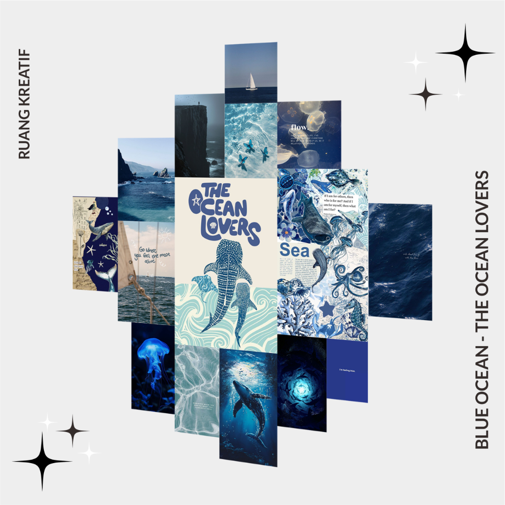 [ CREATIVE ROOM] - โปสเตอร์สุนทรียศาสตร์ BLUE OCEAN - OCEAN LOVERS - Aesthetic Wall Decor Aesthetic