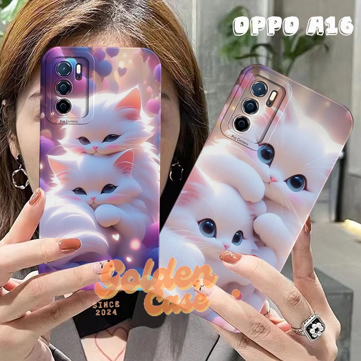 [GCS225] Oppo A16 - เคส Oppo A16s - Oppo A54s ความงามน่ารัก Cat Motif p1nk ซิลิโคนยืดหยุ่น