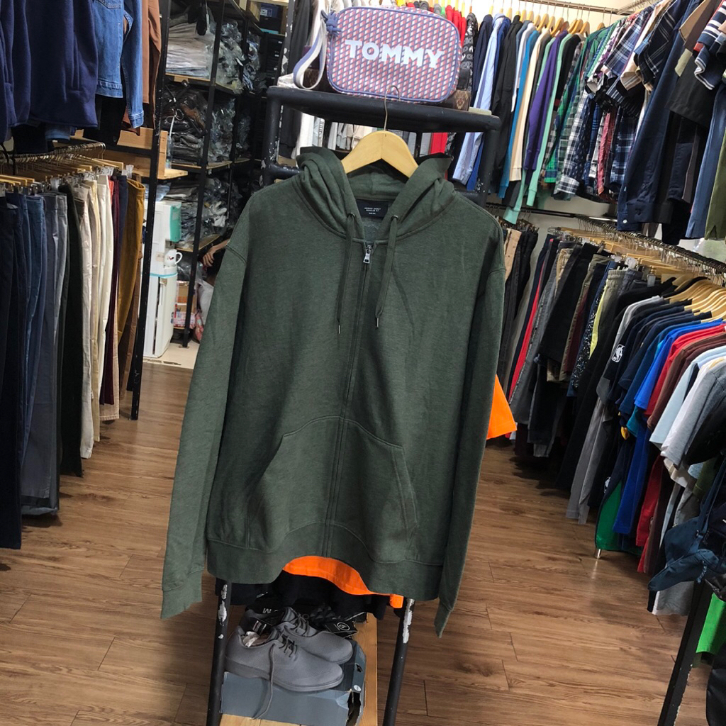 ZIIPER HOODIE H*M REGULAR FIT OLIVE