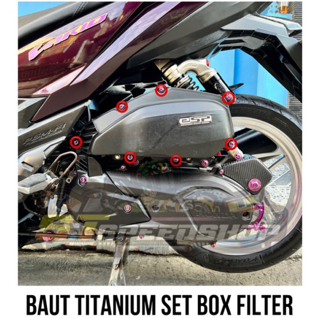สลักเกลียวไทเทเนียมชุดกล่องกรอง Vario 125/150 Pcx 150 Adv 150