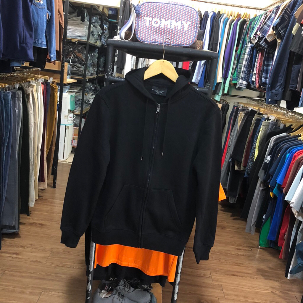 ZIPPER HOODIE H*M REGULAR FIT สีดํา