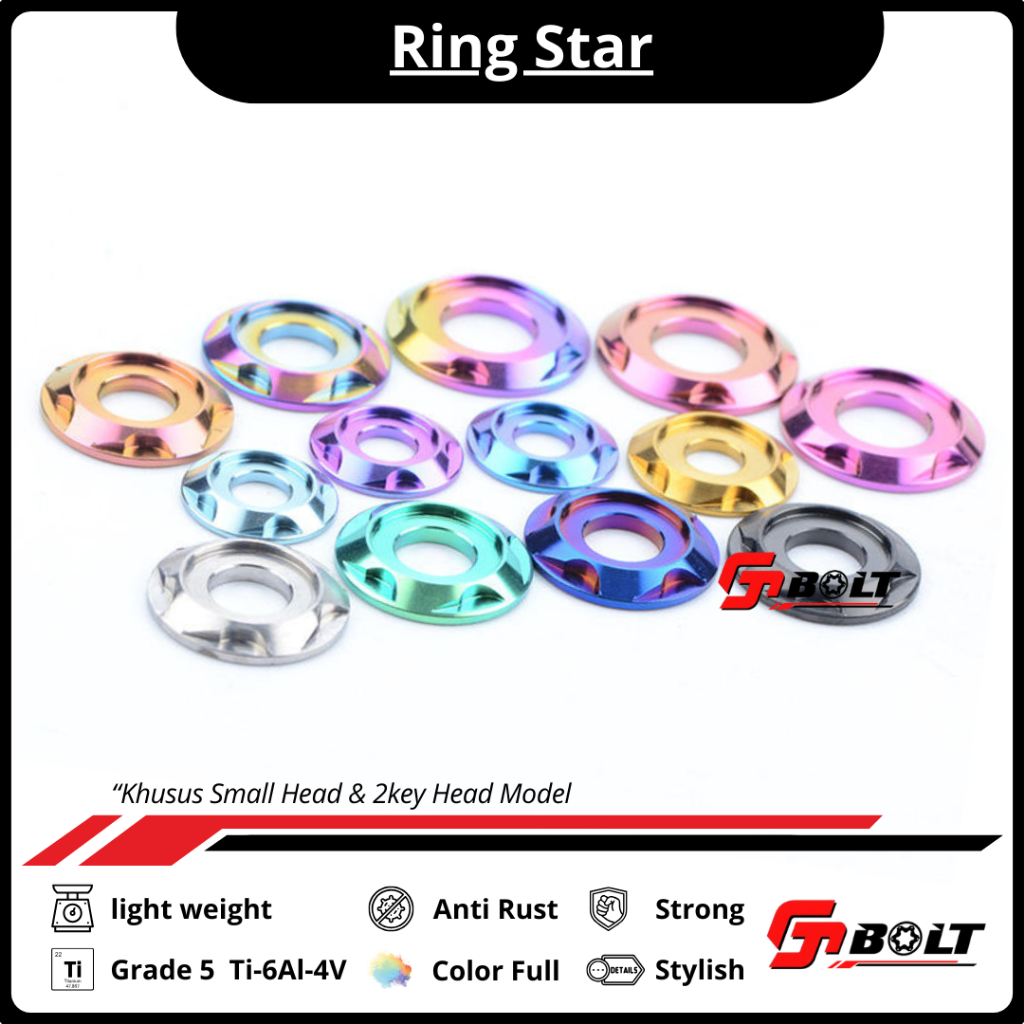 แหวนไทเทเนียม Star M6, M8, M10 เกรด 5 หัวเล็กพิเศษ & 2key วัสดุไทเทเนียม Ti-6Al-4V