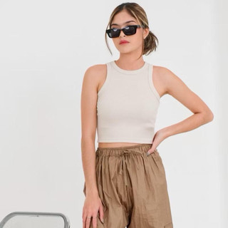 ORO TOP | Tanktop Basic Halter Wanita Tangtop wanita Tanktop Rib knit croptop Wanita Tangtop strecth