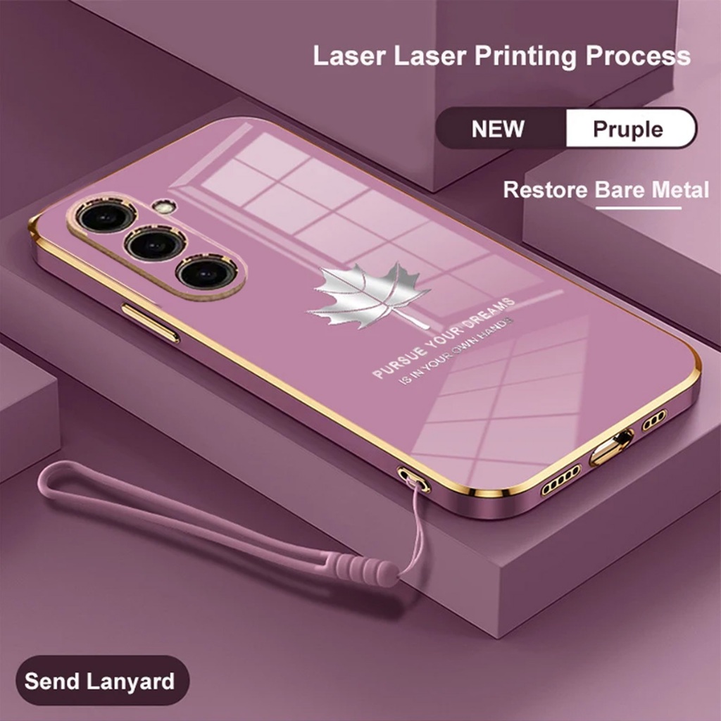 เคสเมเปิ้ล SAMSUNG A17 5G Softcase ซิลิโคนโทรศัพท์ Electr ชุบ Bonus Strap