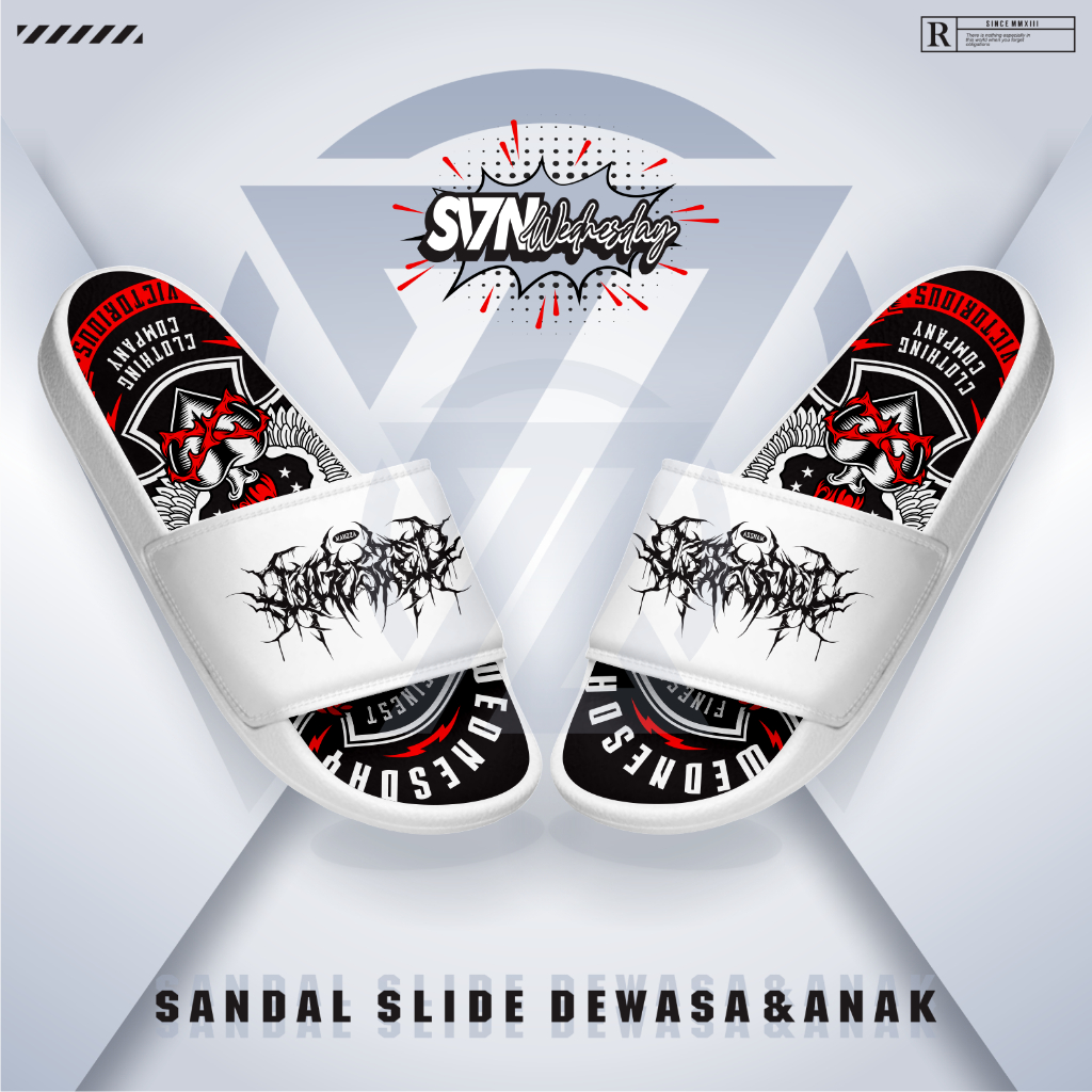 BRZ_0135P รองเท้าแตะผู้ใหญ่ Slop UK 36-44 และเด็ก 26-35 ผู้ชายผู้หญิง Distro รองเท้าแตะการพิมพ์ Moti