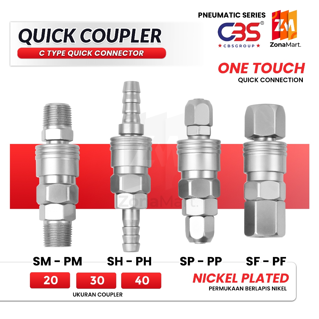 Quick Coupler one touch PP20-PM20-SP20-PF20-SH20-SM20 ข้อต่อท่ออากาศการเชื่อมต่อ Coupler