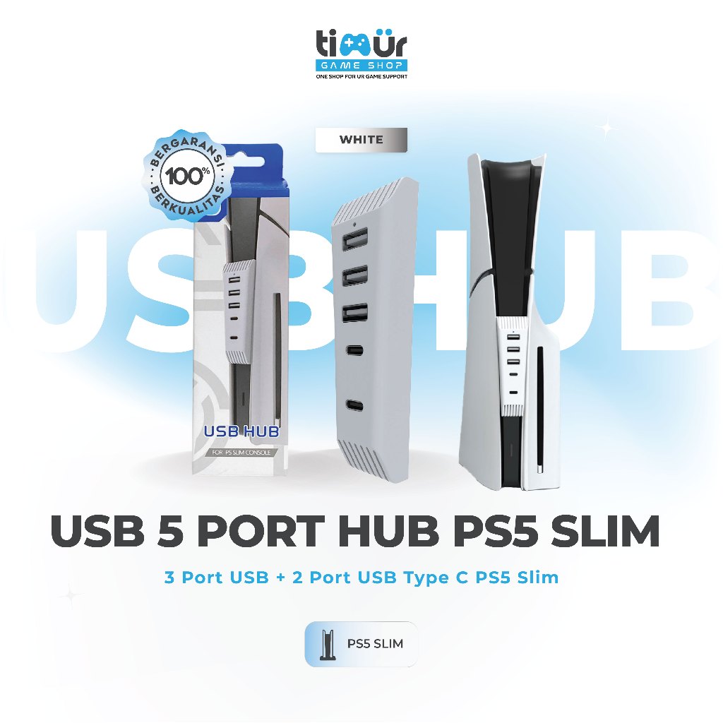 MESIN USB Hub 3 พอร์ต USB 2.0 + 2 พอร์ต Type-C อะแดปเตอร์ขยาย 5-in-1 อุปกรณ์เสริมคอนโซลเครื่อง PS5 S