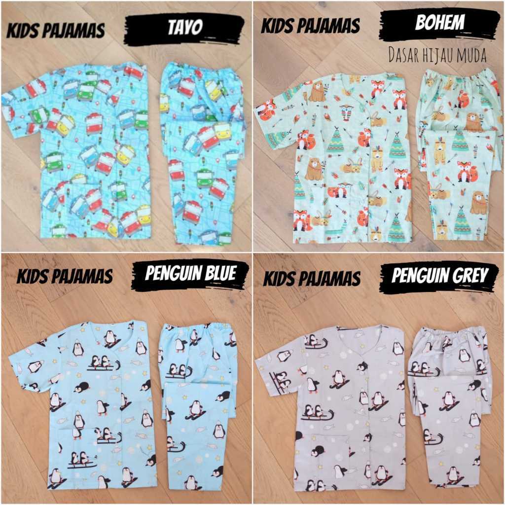 KATUN BLIORI ชุดนอนเด็ก TARO PENGUIN BOHEM AMAZON ชุดนอนเด็กชายและเด็กหญิงผ้าฝ้ายเย็นน่ารัก