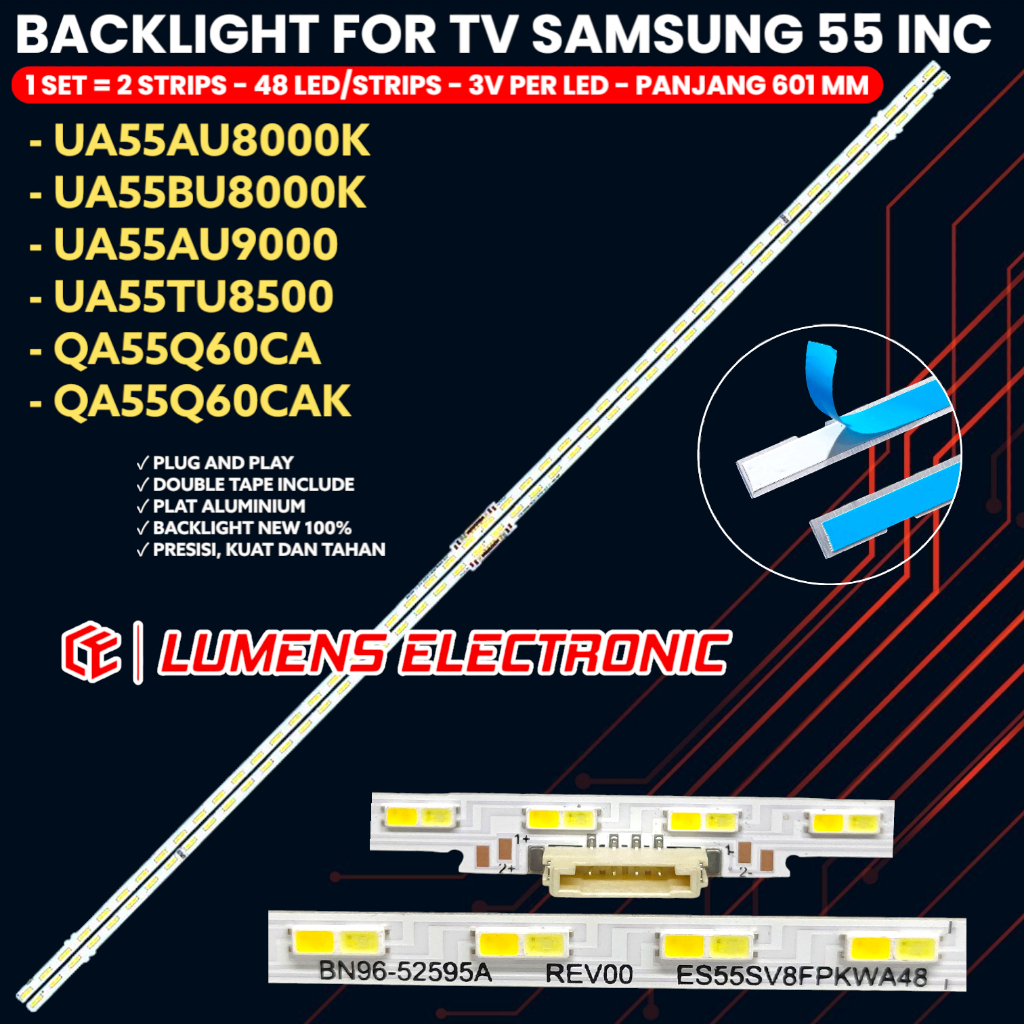 SAMSUNG 55 INCH TV BACKLIGHT UA55AU8000 UA55BU8000 UA55AU9000 UA55TU8500 QA55Q60CAK QA55Q60CA