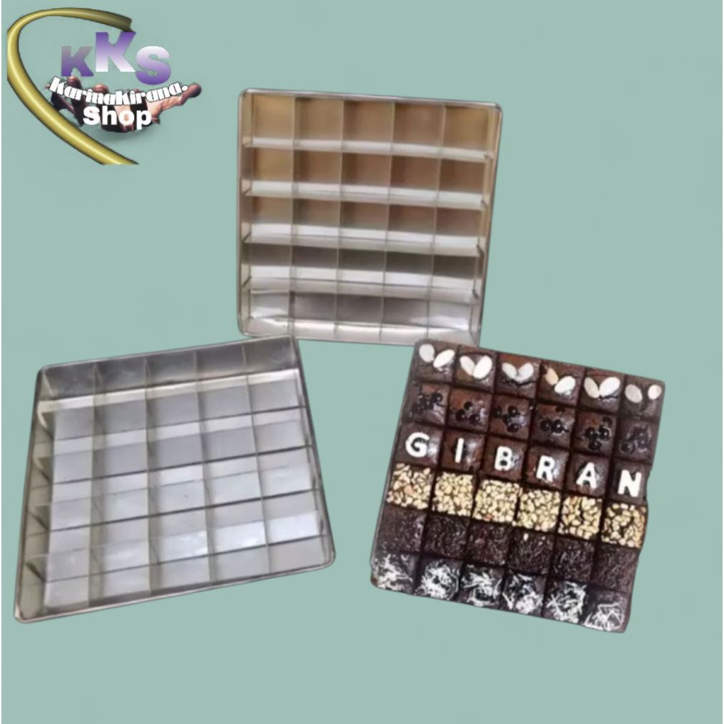 Cikan กระทะเค้กบราวนี่นึ่งพร้อมที่แบ่ง 20x20x4, แม่พิมพ์บราวนี่อลูมิเนียมแบบไม่ติด, คุณภาพสูง