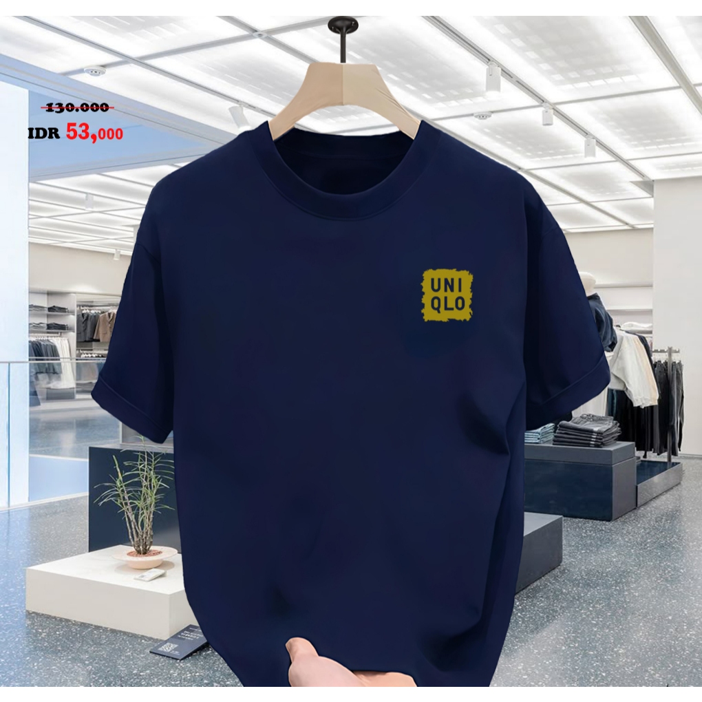 เสื้อยืดผู้ชาย / เสื้อยืดผ้าฝ้าย 24s Uni Qlo Sp 01 เสื้อยืด Gold Motif [SML XL XXL] Unisex