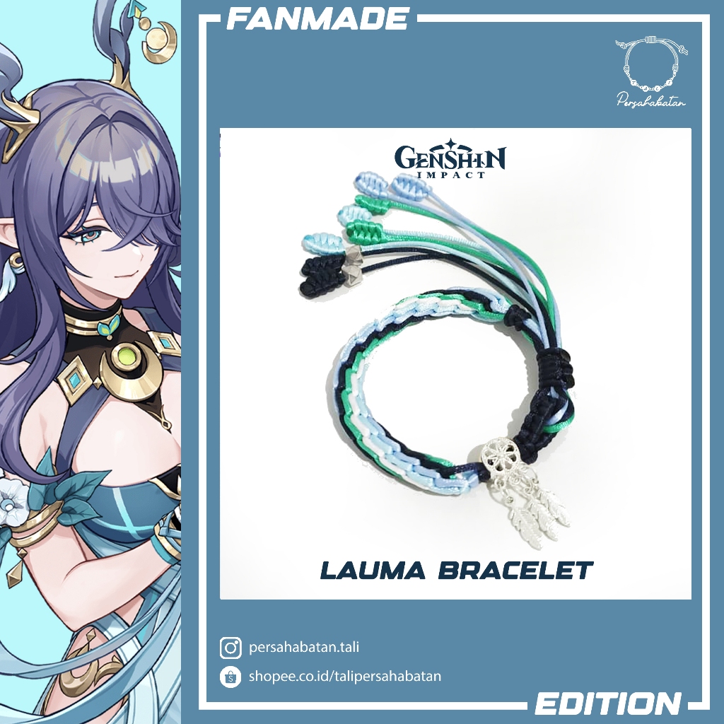 HIJAU Genshin Lauma Nod Krai Rope Bracelet สีเขียว สีฟ้า สีขาว Moon Silver Gold