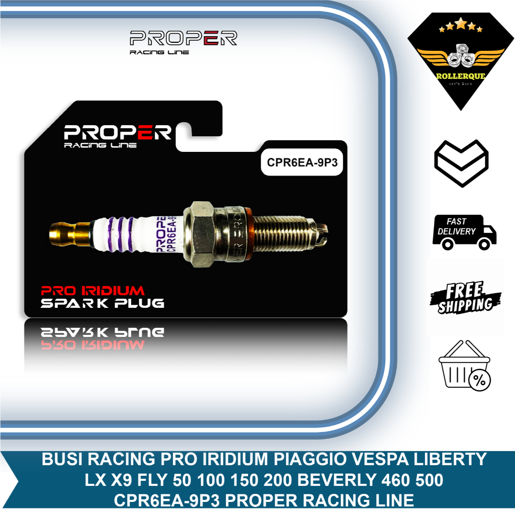 หัวเทียนอิริเดียม Pro Vespa Liberty S Fly 50 LX Mp3 Zip ET4 100 X Beverly 125 150 200 400 500 CPR6EA