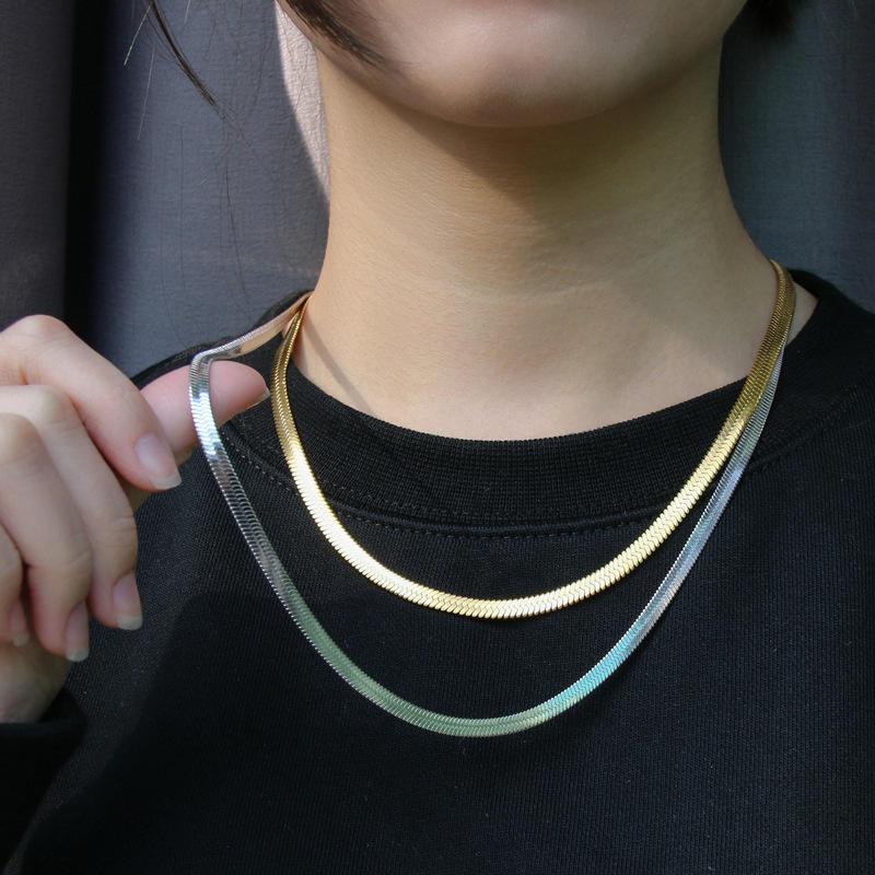 สร้อยคอผู้ชาย GOLD และ SILVER FLAT EEL