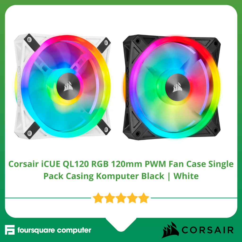 Corsair iCUE QL120 RGB 120mm PWM Fan Case Single Pack Computer Casing สีดํา | ขาวขาว