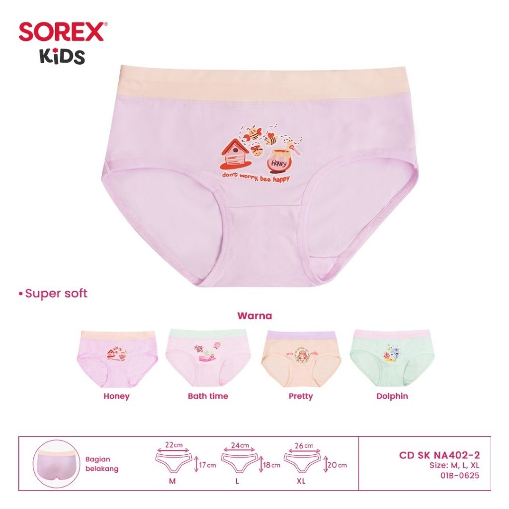 (3 ชิ้น) Sorex NA 402 ชุดชั้นในเด็กผู้หญิง CD, Super Soft Premium Girl Teenage ชุดชั้นใน GN NA402 (S