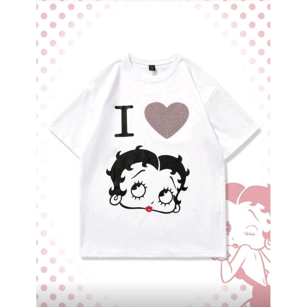 ROMWE MEN Betty Boop | ROMWE เสื้อยืดแขนสั้นสีขาวสําหรับผู้ชายลาย Rhinestone