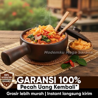 Pawon Gerabah | Claypot Teflon Gerabah Tanah Liat Asli – Panci Sapo Seblak Bakar / Bubur Bakar – 14cm 16cm 18cm