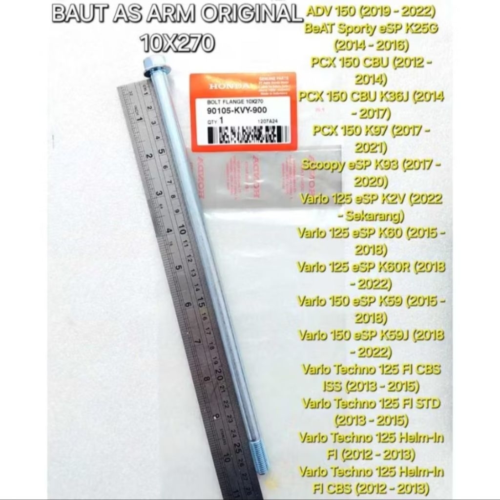 Arem 10X270 Adv Pcx Beat Vario Original Axle Bolt 90105-KVY-900