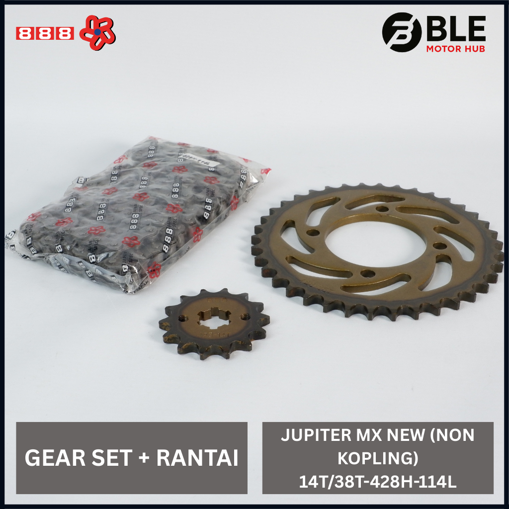 888 ชุดเกียร์ครบชุดสําหรับ Jupiter MX New Non-Clutch 14T - 38T 428H 114L | BLE มอเตอร์ฮับ