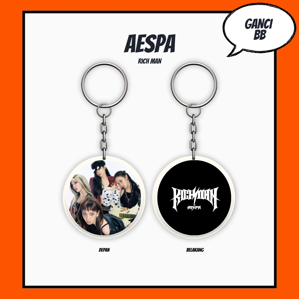 GANTUNNE AESPA RICH MAN KEYCHAIN REVERSIBLE KEYCHAIN KPOP UNOFFICIAL KARINA NING GISELLE KEYCHAIN