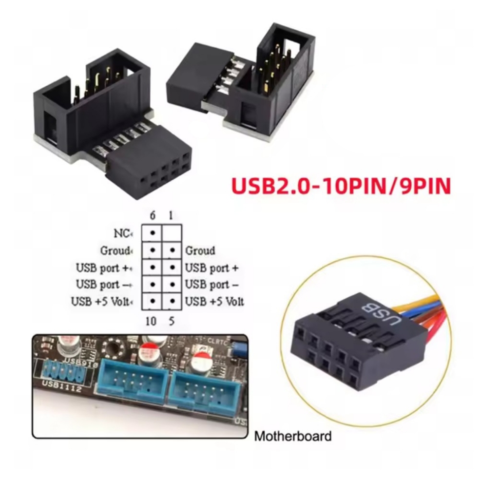 SIKU USB 2.0 9PIN 90 DEGREE ADAPTER DIRECTION CHANGER DEGREE 9 PIN MOTHERBOARD CONVERTER ELBOW