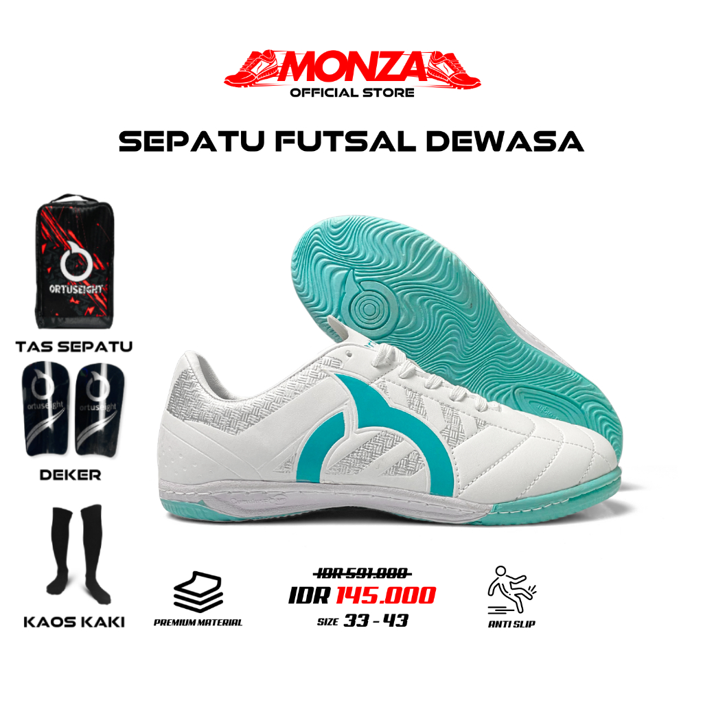 FAKET COMPLETE รองเท้าฟุตซอล Ortus Jogo Sala เด็กและผู้ใหญ่ Size 34-45 รุ่นใหม่ พร้อมโบนัสถุงเท้าและสนับแข้ง เย็บพื้นแล้ว