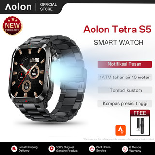 Aolon Tetra S5 Smart Watch Jam Running Pria Pace 1ATM Waterproof Kompas &Senter Mode Bluetooth Call Smartwatch 420mAh Long Battery Life Mini Game 1.96 Full Anti-scratch Screen