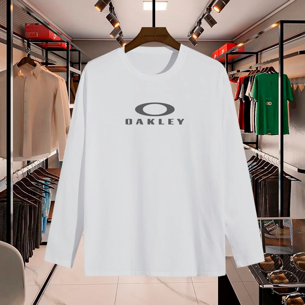!!! เสื้อยืด Oakley Distro พร้อมโลโก้ข้อความสีเงินคุณภาพระดับพรีเมียม 30s Combed Cotton เสื้อยืดแขนยาวเสื้อยืด Unisex สําหรับผู้ชาย/ผู้หญิง