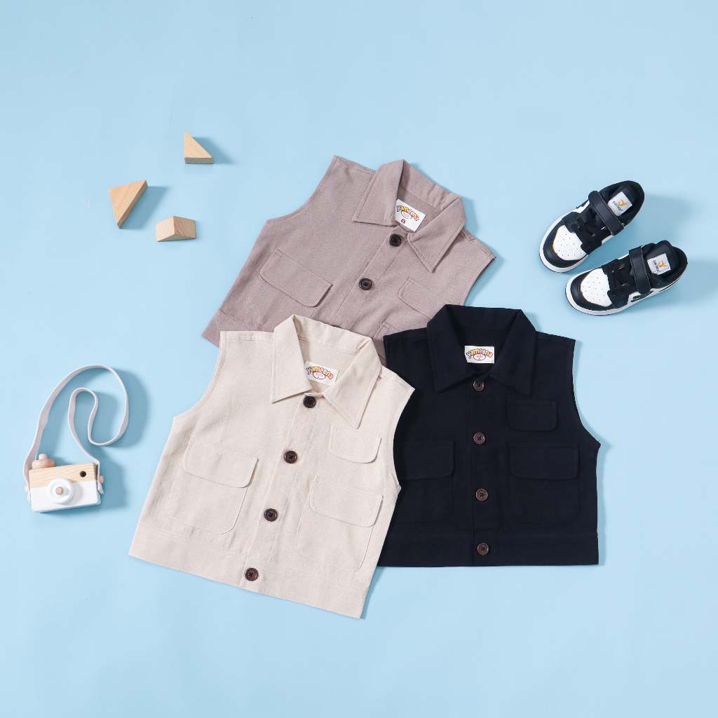 Yameena.Kids Kujira Vest เสื้อกั๊กเด็กวินเทจ เสื้อกั๊กเด็ก Unisex